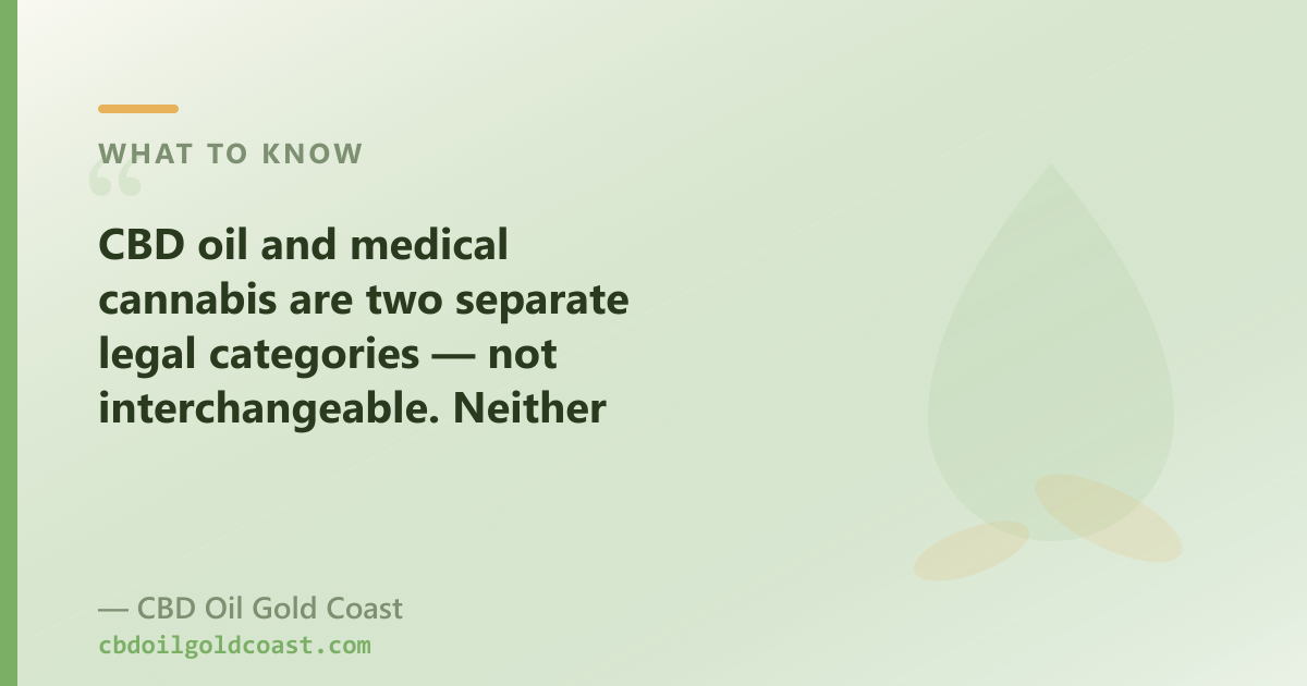 CBD oil and medical cannabis are two separate legal categories — not interchangeable.